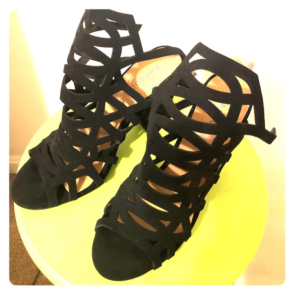 Black Toe Heels with Ankle Strap